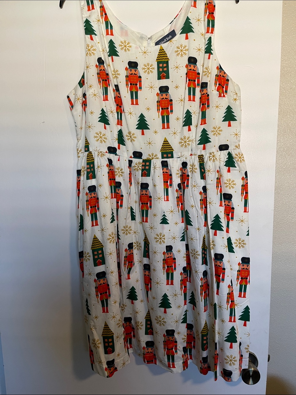 ModCloth Nutcracker Print Sundress with Green and Gold Accents
